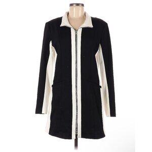 Size Small BLACK & IVORY COLORBLOCK PONTE KNIT‎ ZIP JACKET Fall Winter Classy